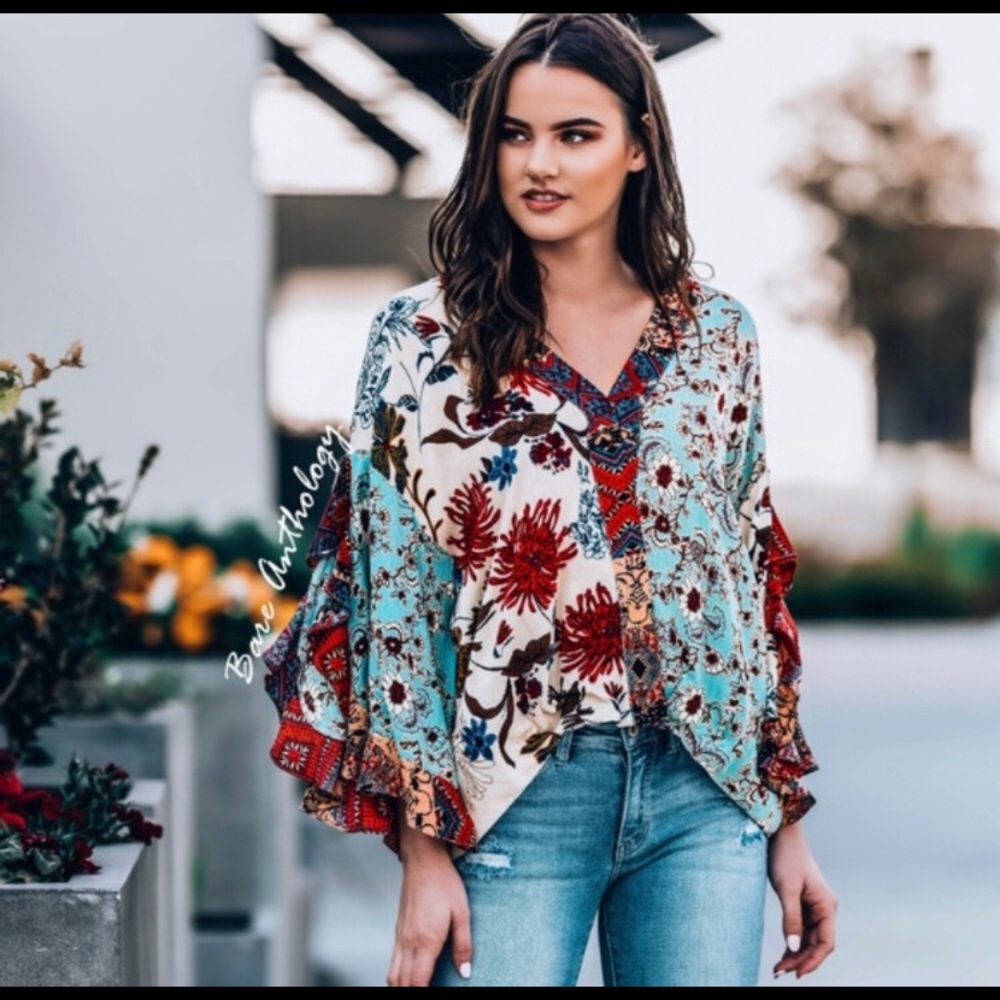 ♥️1 left ♥️ floral print top